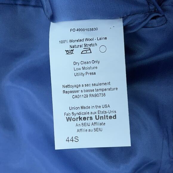 Hart Schaffner Marx HSM Men Size 44S New York Fit Sport Coat Windowpane Grey USA - Picture 14 of 16